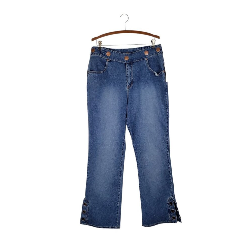 Mwah Y2K Jeans NWT Bootcut Grommet Ankle Concho Waist Medium Wash Womens 18W